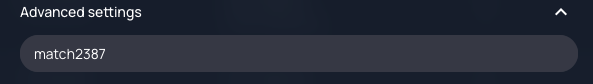 ScorePlay Advanced settings showing the match identifier